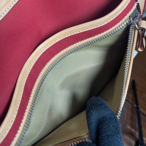 Coach Hamptons Red Canvas Vacchetta Tan Leather Trim/ Tote or Baby Tote - Picture 6 of 17